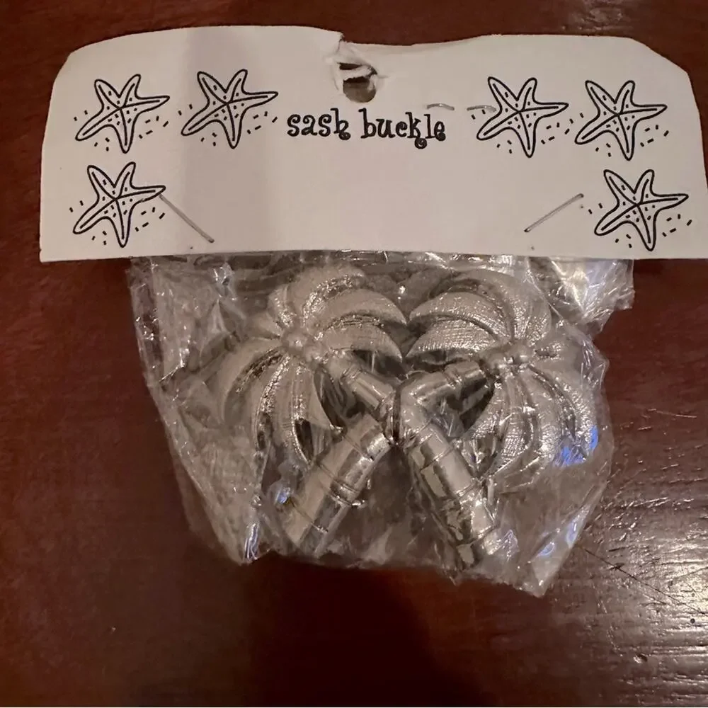 Sash Buckle Palm Trees Silver Metal Belt Buckle NWT Novelty